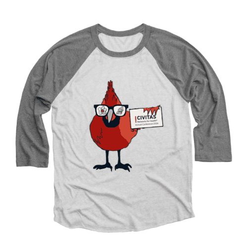 Baseball tee with Civitas 2026 Annual Conference logo